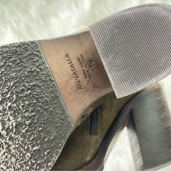 Aquatalia | Womens Loren Waterproof Block Heel Bootie Boots Olive Green Suede 10 - Picture 8 of 10